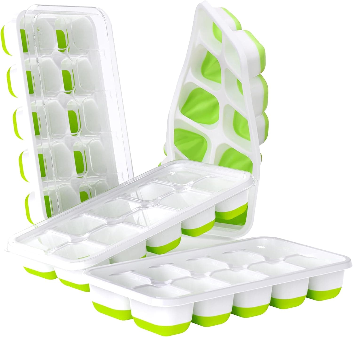 DOQAUS Silicone Ice Trays with Lids, 4-pack