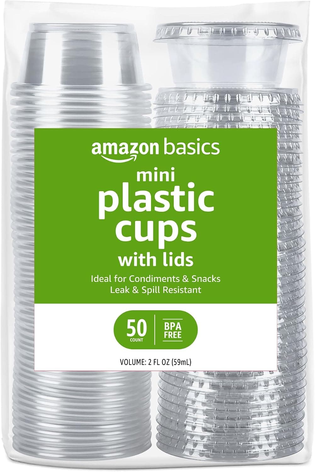 Amazon Basics 2 oz Cups with Lids, 50 count