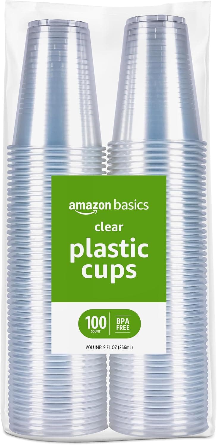Amazon Basics 9 oz Clear Cups, 100 count