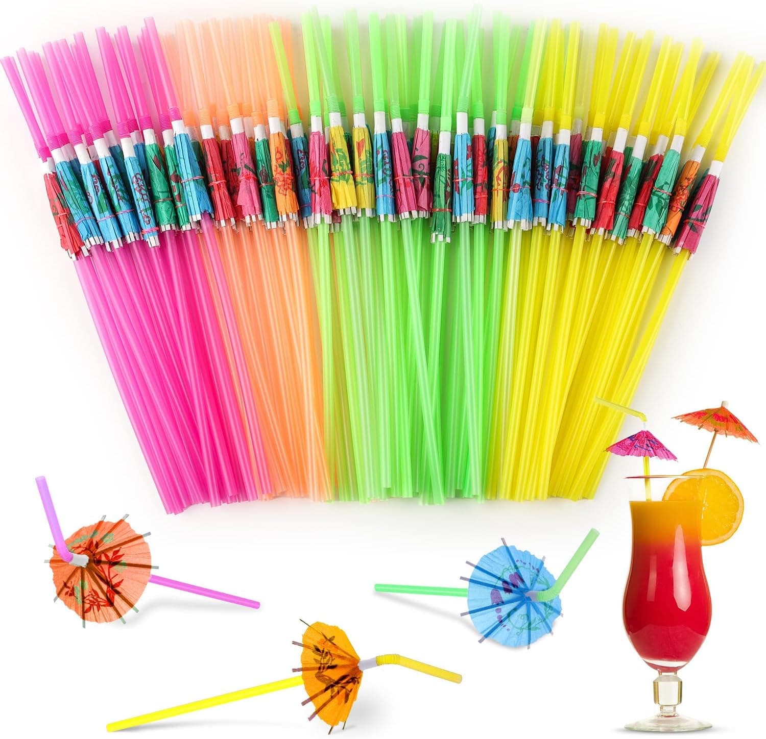 Paxcoo Umbrella Straws, 50 count