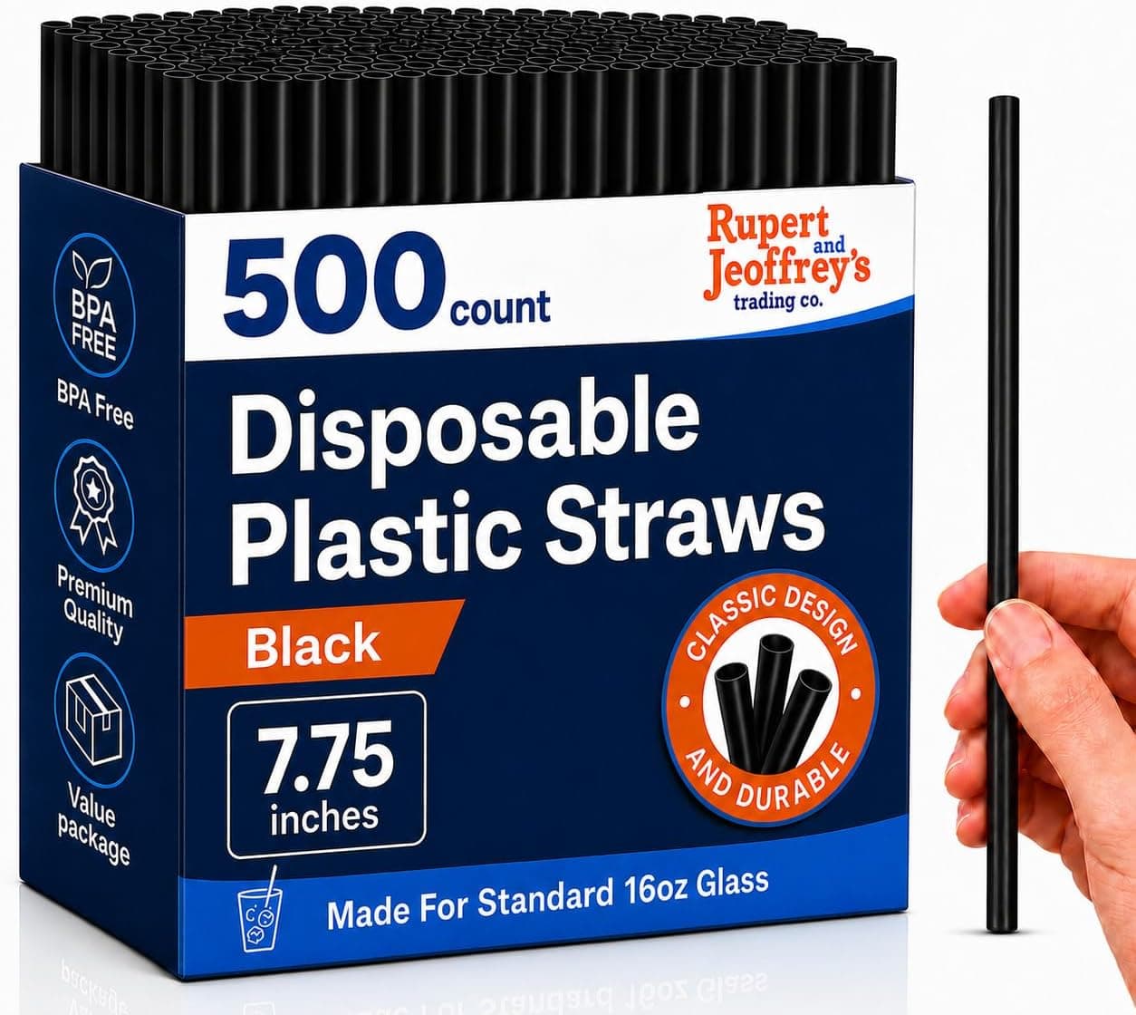 Straight Plastic Straws, 500 count, 7.75 in