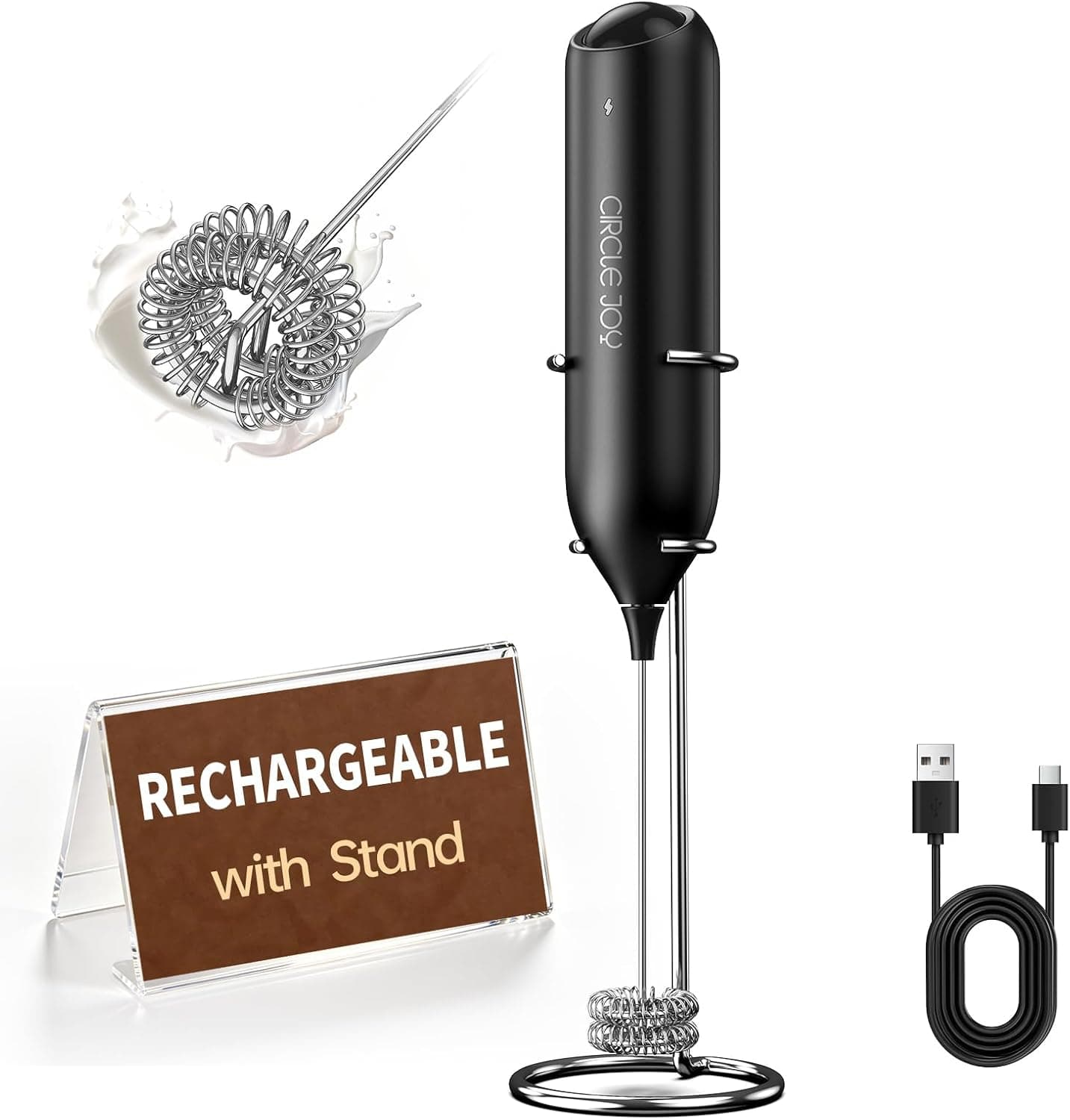 CIRCLE JOY Rechargeable Frother with Stand